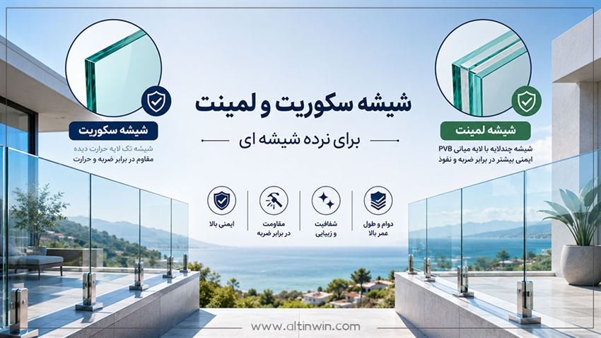 مقایسه شیشه سکوریت و لمینت برای نرده شیشه ای؛ کدام ایمن تر است؟